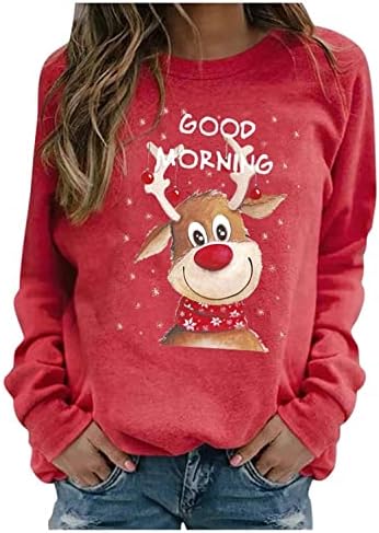 Hoodies Aodong za žene Božićne vrhove slatke tiskane majice pulover dugih rukava casual crewneck dukserice labavi udobni vrhovi