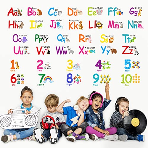 Zidne naljepnice abecede djeca Djeca dekoriraju životinje ABC naljepnice uklonjiva slova broj naljepnice