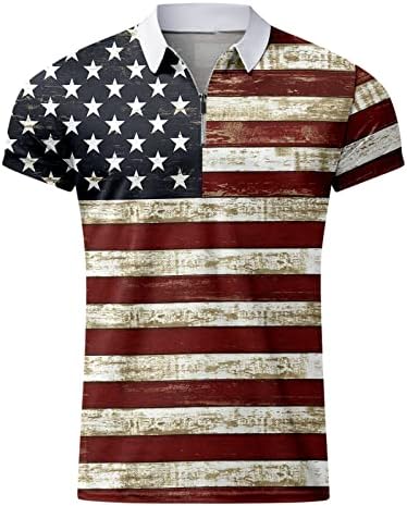 Ruiruilico Američka zastava Polo košulje za muškarce 4. jula Patriotske majice Ljetne casual kratkih rukava