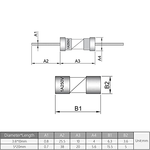 Fielect 5pcs keramički aksijalni ovjesni osigurač 5x20mm / 0,2 x0,79 brz udarac 5a 250V za zamjenu ili popravak