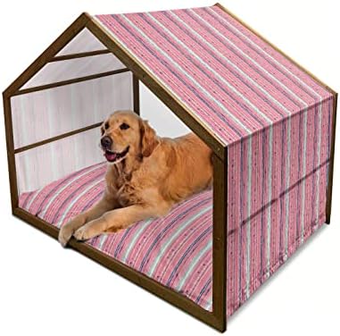 Ambesonne Indigo drvena kuća za pse, 3D Print kao geometrijski futuristički inspirisan shadow Boxes kocke