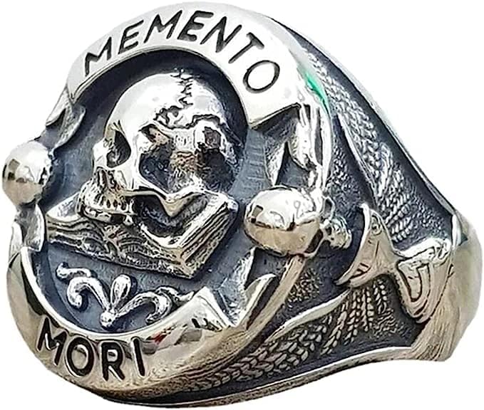 Goohopsun Memento Mori Skull muški bajkerski prsten, Antikni bajkerski prsten od nerđajućeg čelika, prstenovi za lobanje za muškarce i žene