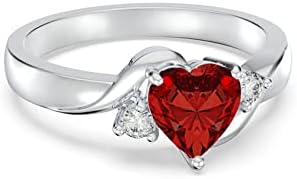 Shusukue januar Birthstone Ring 925 Srebra granat prsten srce Ruby Crystal Ring rođendan godišnjica Majčin