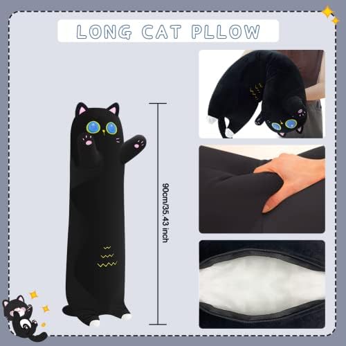 Vyusit Cat plišani jastuk, 35-inčni jastuk s dugim mačkama slatki punjeni životinje meke plišane lutke igračke