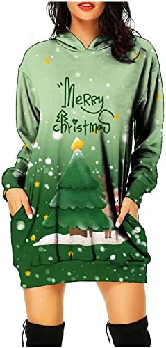 RUZIYOOG sretan božićni duks sa kapuljačom Žene Ležerne dukseve s dugim rukavima Haljine Slatka sila za