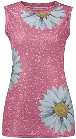 Ležerni cvjetni tiskani rezervoar za žene plus veličine labave fit rukave s rukavima ljetni trendy crewneck bluza