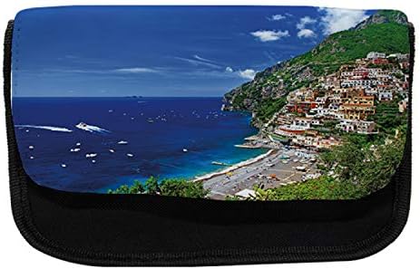 Lunarable Amalfi obalna pernica, zračna scena, torba za olovku od tkanine sa dvostrukim patentnim zatvaračem,