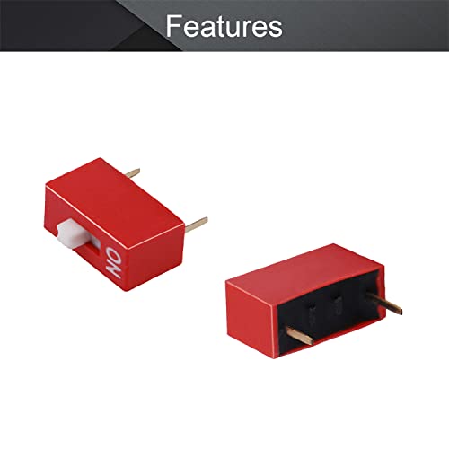 Fielect 5pcs dip Switch Horizontal Toggle 1 pozicija 2.54 mm korak za ploče sa krugom PCB Red