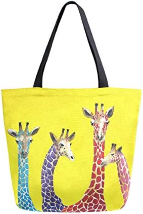 ALAZA žirafa Platnena torba Top Handle torbice velike torbe za višekratnu upotrebu pamučne torbe za žene