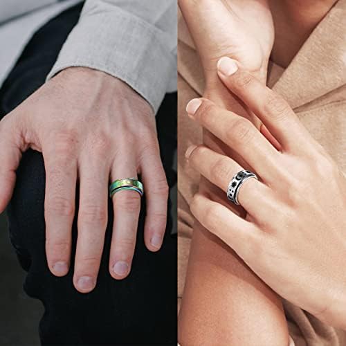 FINDCHIC prsten za ventilatorni prsten od nehrđajućeg čelika za muškarce Trostruki mjesec / Trinity Celtic Kelt Mješanac / 18K pozlaćena širina 8mm Veličina 7 do 14 ugravirani Personalizirani rotirajući tjeskob prsten, pošaljite poklon kutiju