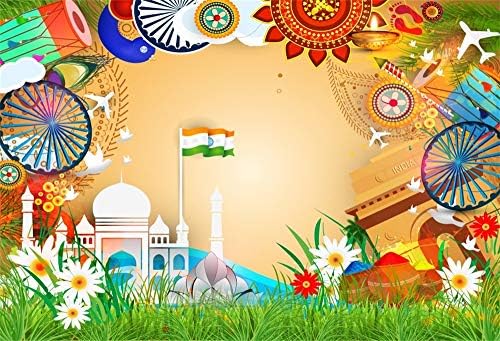 Aofoto 5x3ft Taj Mahal Indijska nacionalna zastava Pozadina Pozadina Indija tradicionalni simboli 15. Avgust
