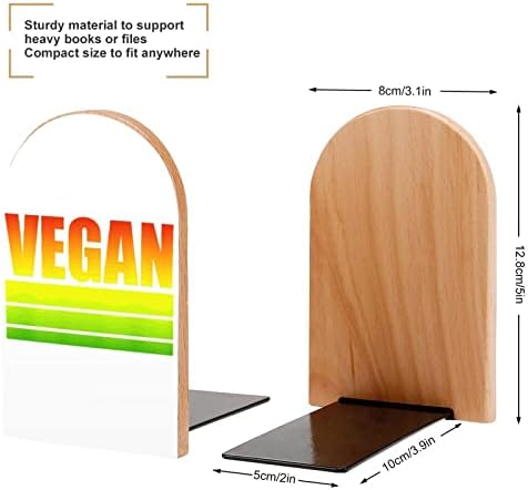 Veganski štampani kraj knjige drveni držači za knjige 1 par za police teški stalak za knjige 5 X 3 inča