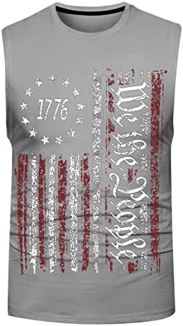 ZDDO 4. srpnja tenkovi za mišićne majice bez rukava ljetni atletik 1776 Američki zastava Cisterne teretane za njega Njezina smiješna tamno siva uznemirena retro vojnika Tropical Red