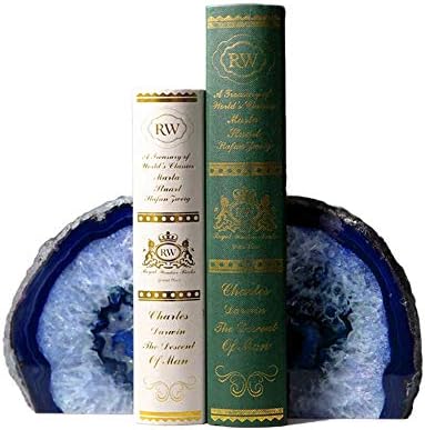 AMOYSTONE 2 par Blue ahat Bookends & Rose Quartz knjiga krajevima 4-6 lbs za kućnu kancelariju