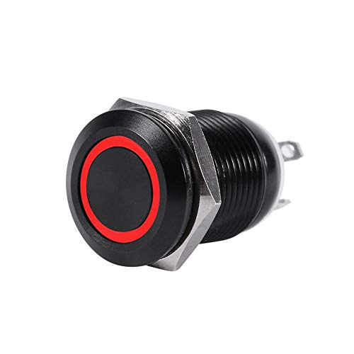 12v LED Prekidač za napajanje prekidač sa dugmetom, Keenso 12mm vodootporni metalni trenutni prekidač sa