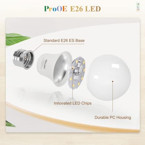 DiCUNO ProOE A19 LED Sijalice 60W ekvivalentne, 5000k dnevna svjetlost Bijela, 806 lumena 9W LED sijalica, visoki CRI 98, bez zatamnjivanja, 100-240V, E26 Srednja baza, mat, pakovanje od 6
