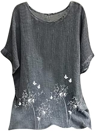 Ženska odjeća s kratkim rukavima posteljina posteljina pamučna grafička lounge bluza majica ljetni pad za djevojke GE GE GE GE GE