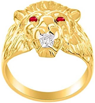 RYLOS muški prstenovi Žuti pozlaćeni srebrni prsten sa lavljom glavom za muškarce muški prstenovi srebrni