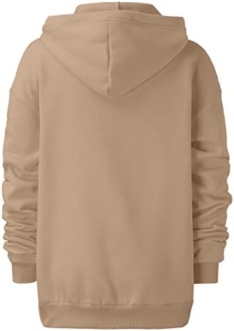 Zip up hoodie žene, ženske prevelike dugim rukavima s dugim rukavima čista boja okrugla vrata casual pulover