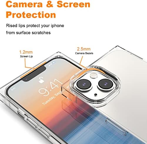 Anhong Clear Square Case kompatibilan sa iPhone 14 / iPhone 13 6.1 inch, HD Clear Cover poboljšani uglovi