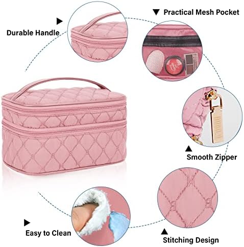 Nubily torba za šminkanje Prijenosna kozmetička putna torba s ručkom velika dvoslojna toaletna torba 2kom