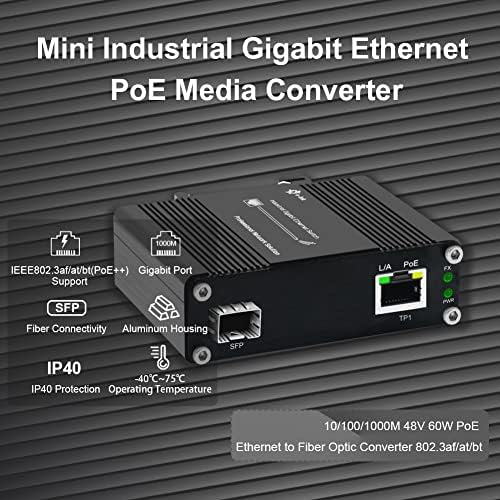 E-Link Industrijski Gigabit 60W Poe Medijski pretvarač Otvoreni ultra JOS 802.3at / BT POE ++ Ethernet Fiber