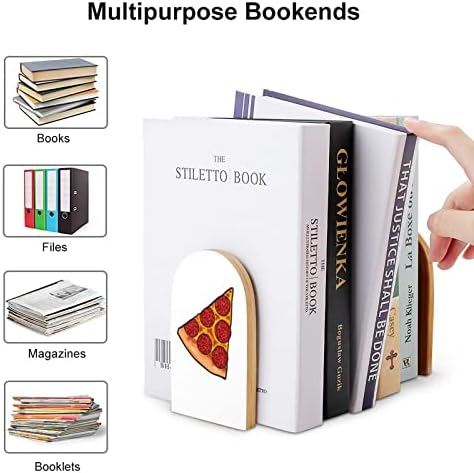 Feferoni Pizza Bookends dekorativni Print Drvo završava knjiga za police paket od 1 par