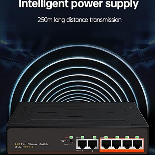 N / A 4-port +2 Up-Link 100Mbps Poe prekidač Brza Ethernet mreža 250m Transmisija 52V 1.25A VLAN Power Connect