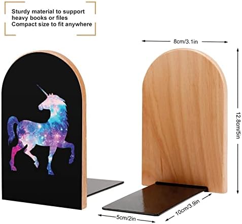 Unicorn Galaxy Wood Bookends Non-Skid dekorativni držač knjiga Book Stop police za teške knjige magazin