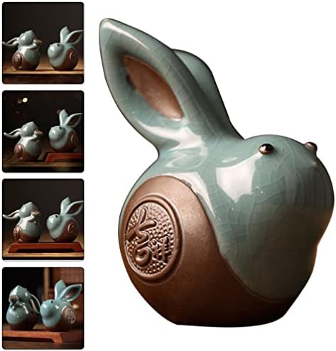 Aboofan keramika zečji statuu Fengshui ukrasi u zečjem čaj dekor kućnog ljubimca Kineski zeko skulptura Čaj za kućne ljubimce ukras čaj dekor kineske zodijačke figurice