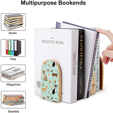 Psi Chihuahua Cute Mint kafa drveni držači za knjige trendi dekorativni stalak za knjige za kućne i kancelarijske